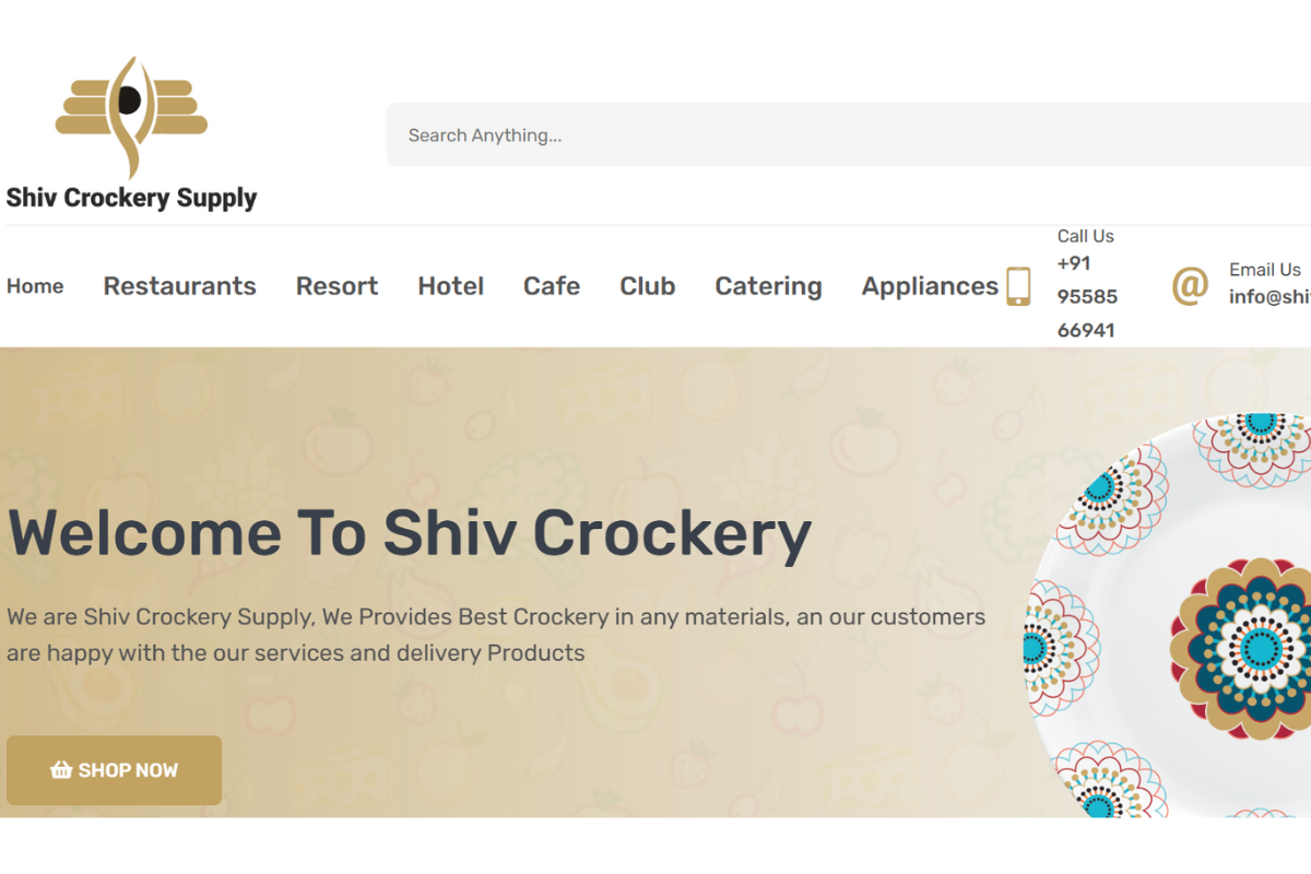 Website designed for Shiv Crockery Supply by Legacy Prime in Doha Qatar